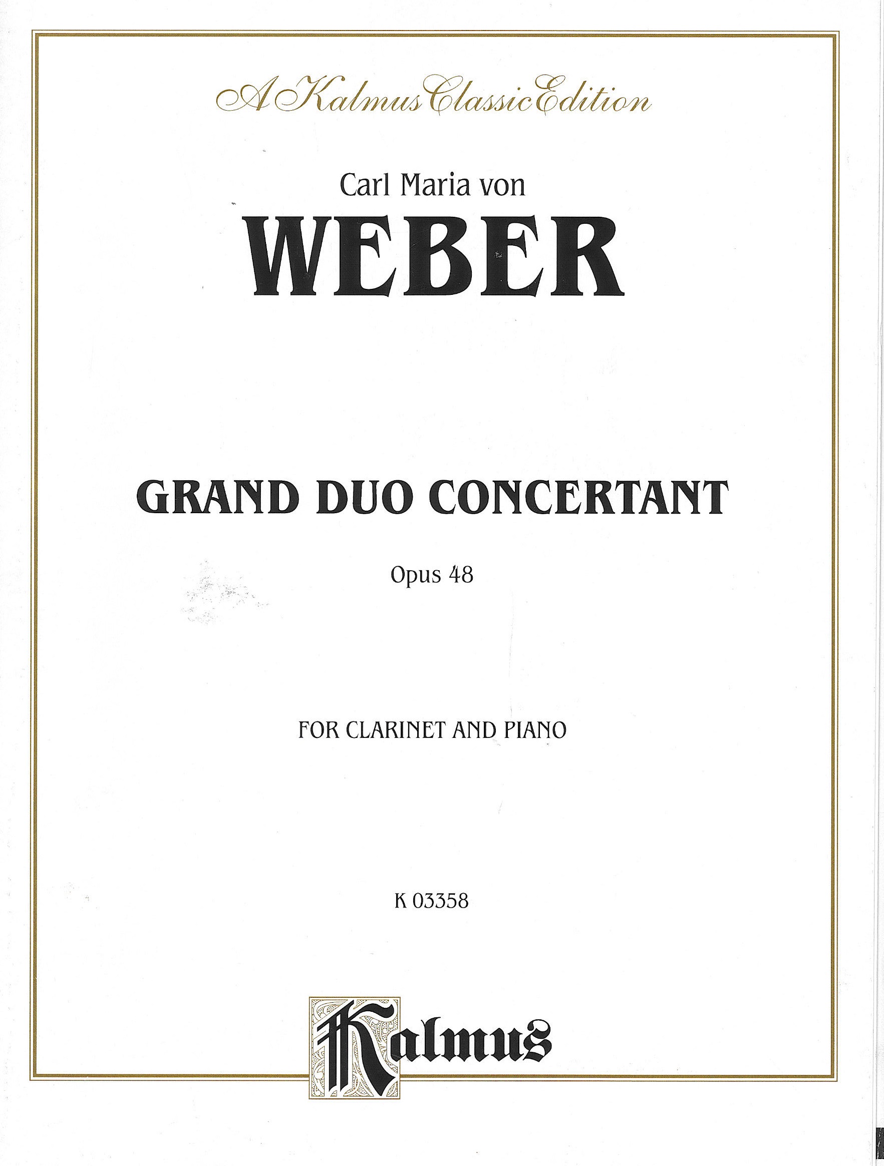 C. M. v. ウェーバー：協奏的大二重奏曲 Op. 48 | CLARINET COUNCIL